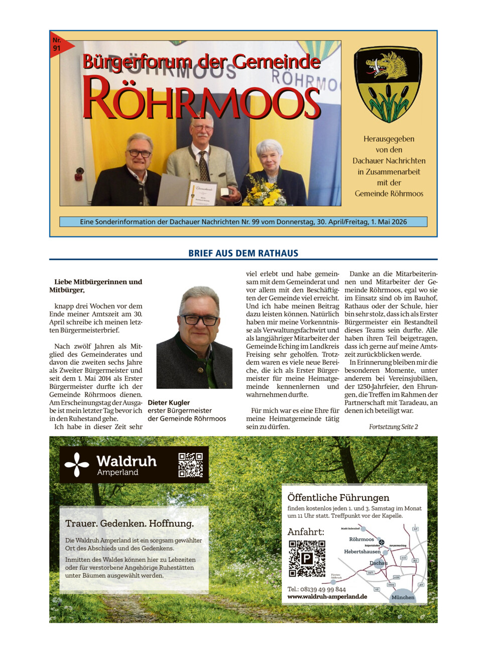 Mitteilungsblatt Röhrmoos vom Donnerstag, 30.04.2026
