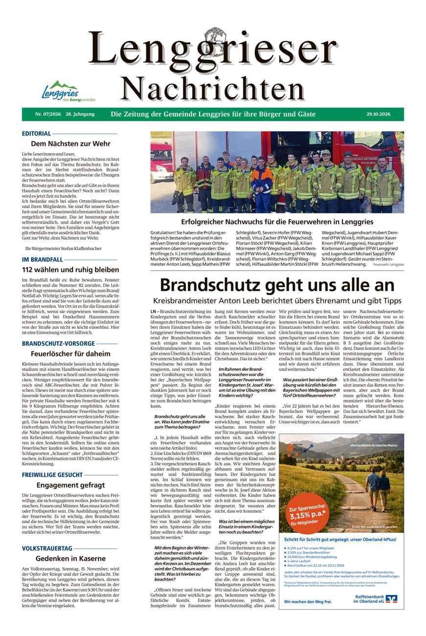 Langgrieser Nachrichten vom Donnerstag, 29.10.2026