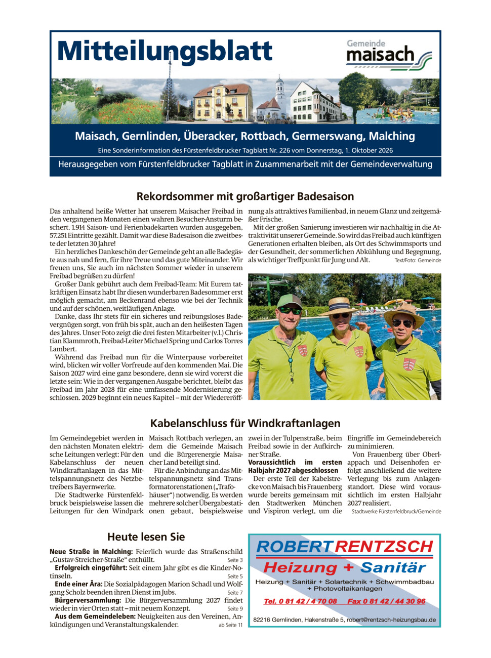 Mitteilungsblatt Maisach vom Donnerstag, 01.10.2026