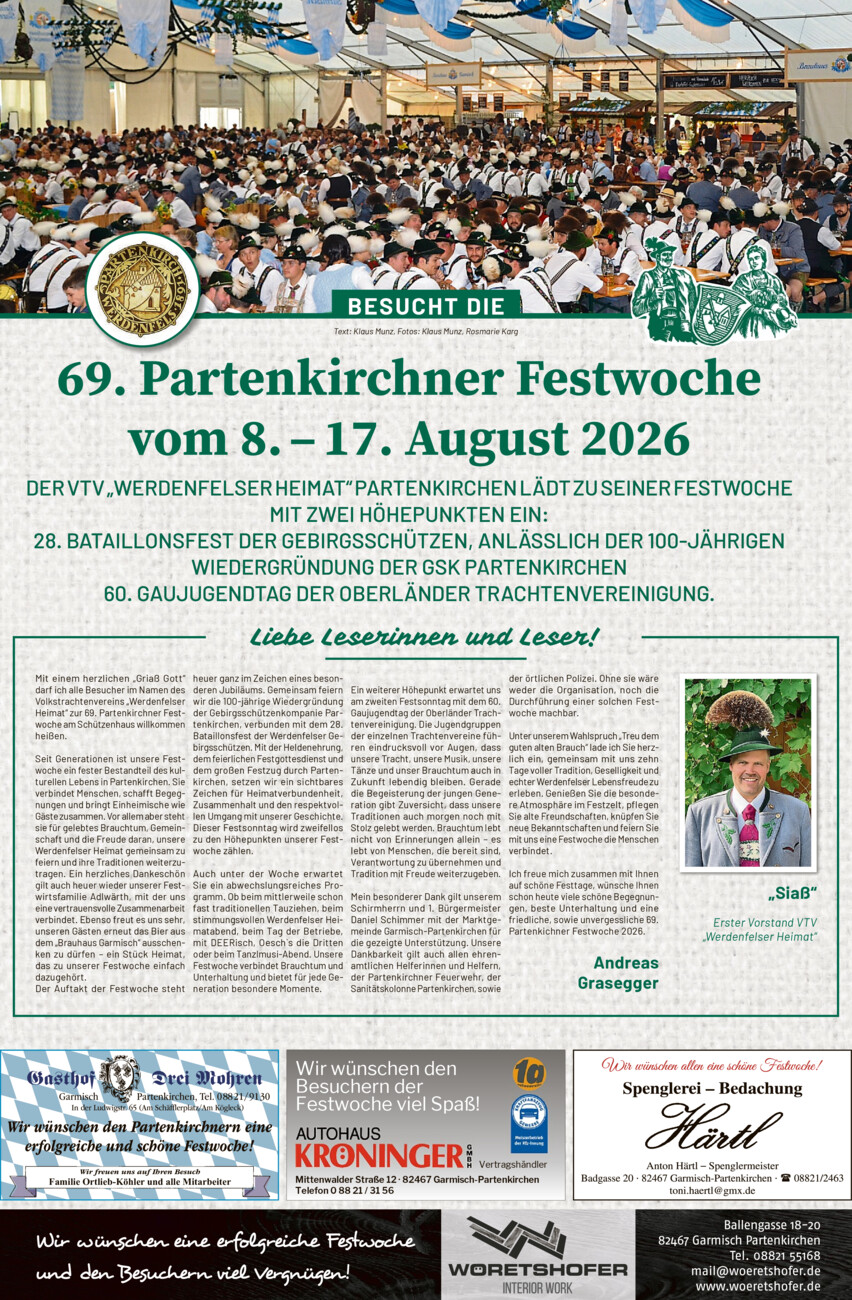 Partenkirchner Festwoche vom Freitag, 07.08.2026