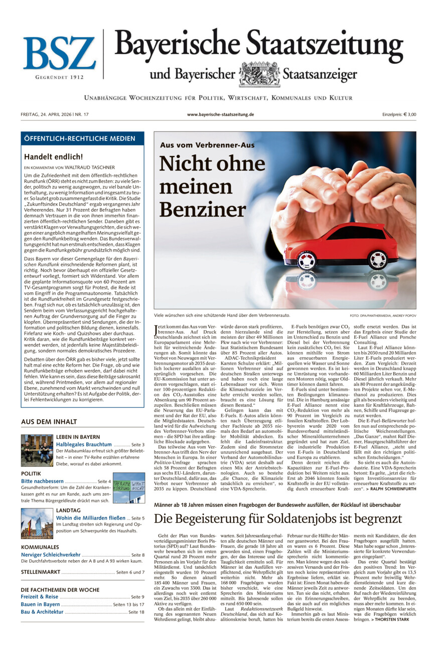 Bayerische Staatszeitung vom Freitag, 24.04.2026