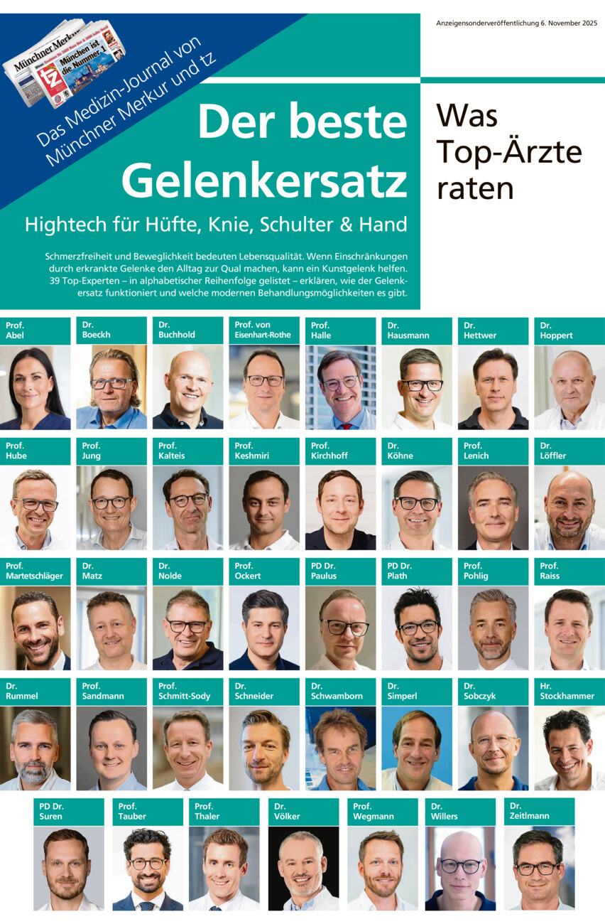 Expertenseiten Gelenkersatz vom Donnerstag, 06.11.2025