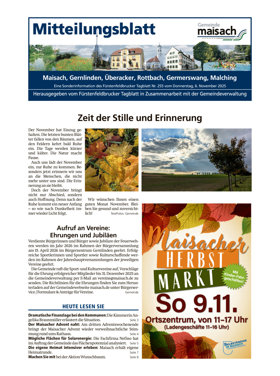 Mitteilungsblatt Maisach vom Donnerstag, 06.11.2025