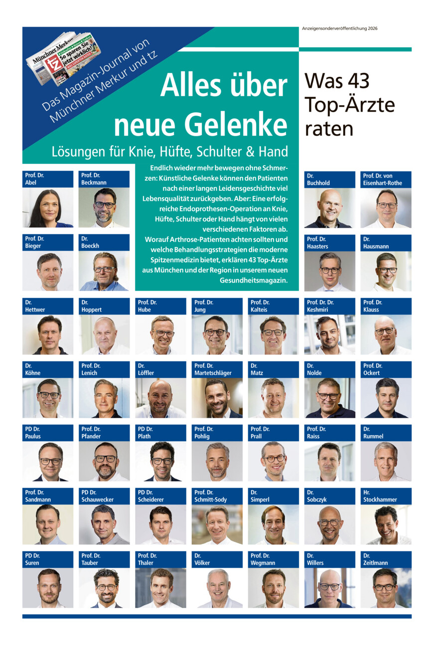 Expertenseiten Gelenkersatz vom Montag, 26.10.2026