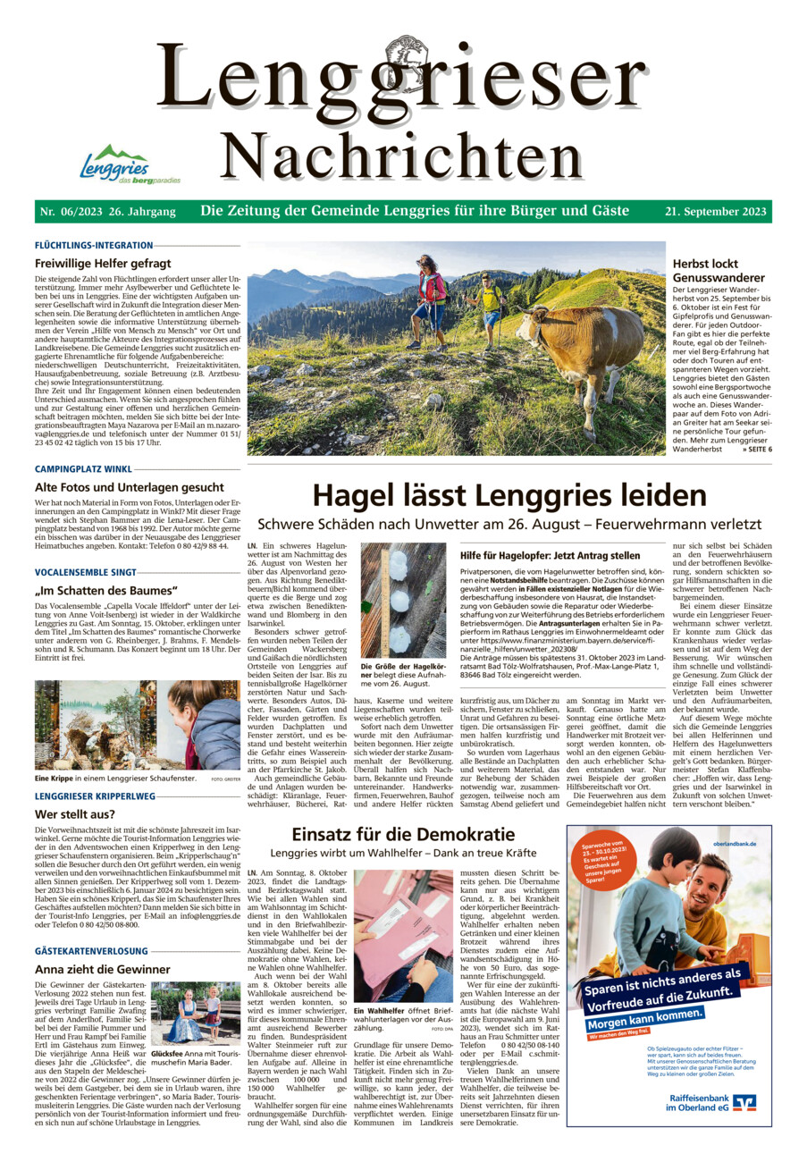 Lenggrieser Nachrichten 6/23 vom Donnerstag, 21.09.2023