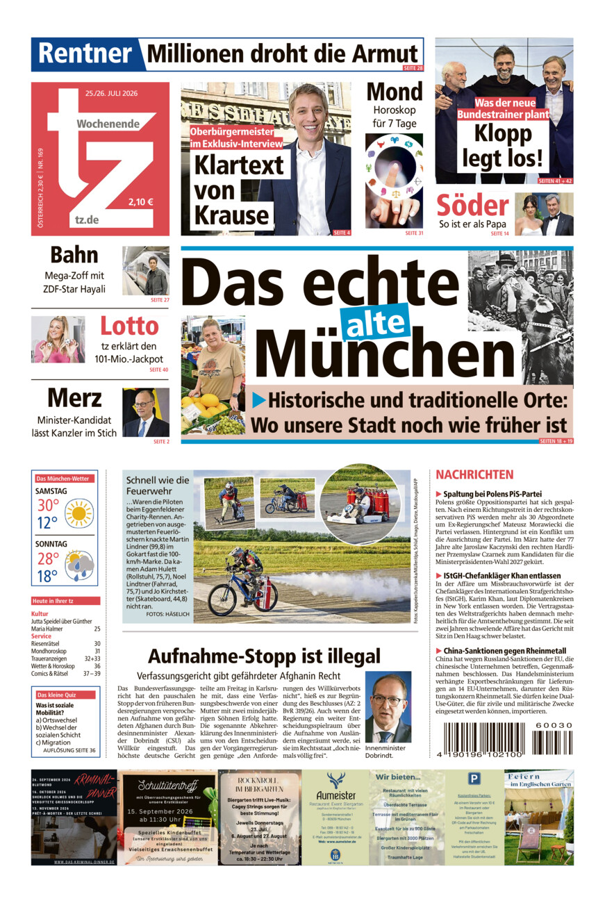 tz vom 25.07. vom Samstag, 25.07.2026