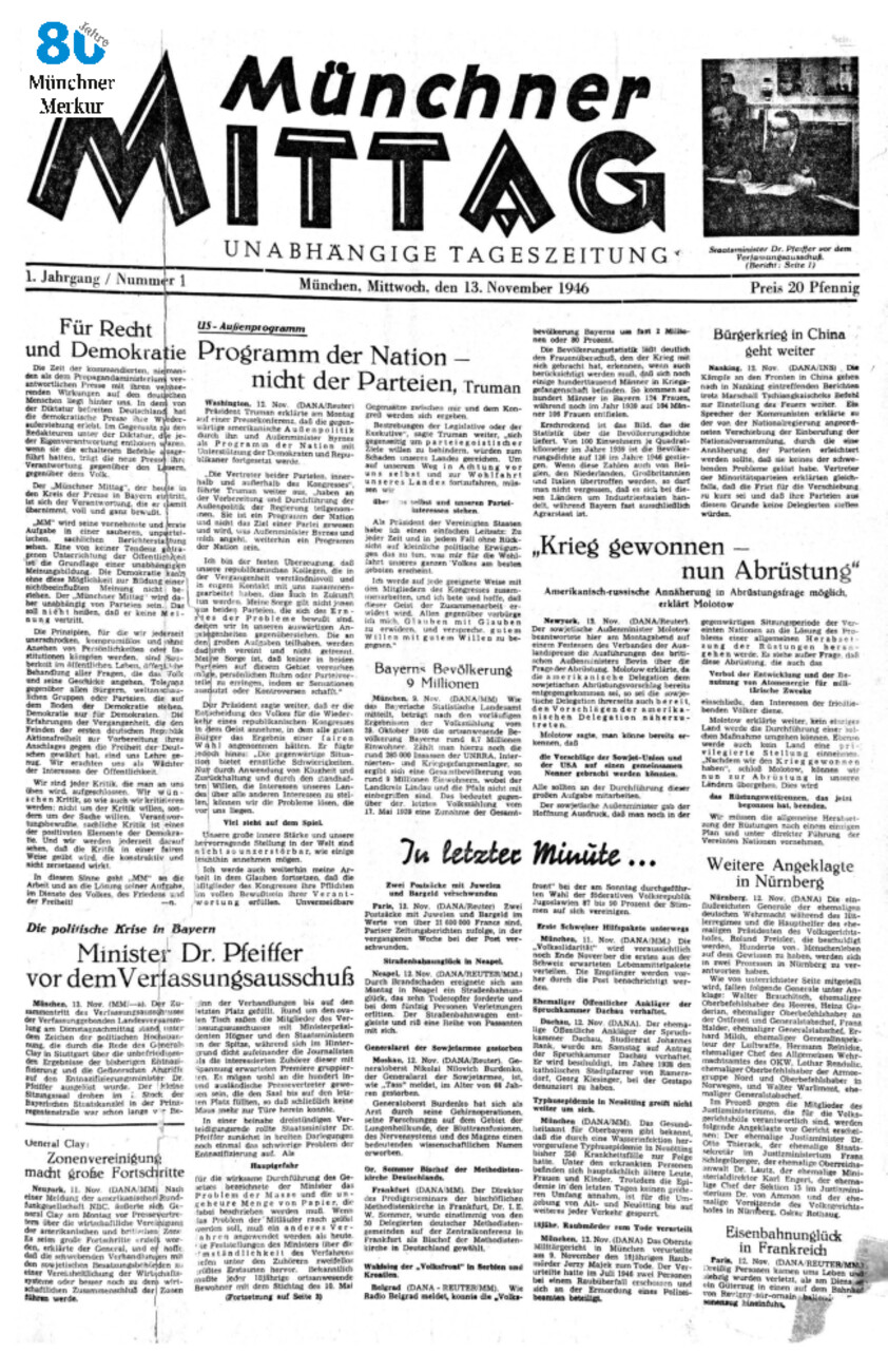Münchner Mittag - 80 Jahre Münchner Merkur vom Freitag, 18.09.2026