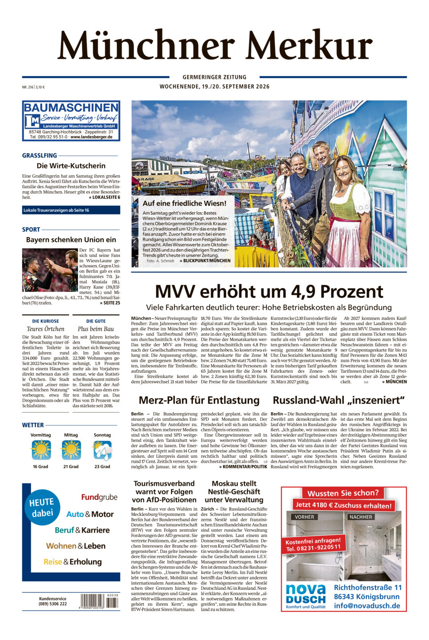 Germeringer Zeitung vom Samstag, 19.09.2026