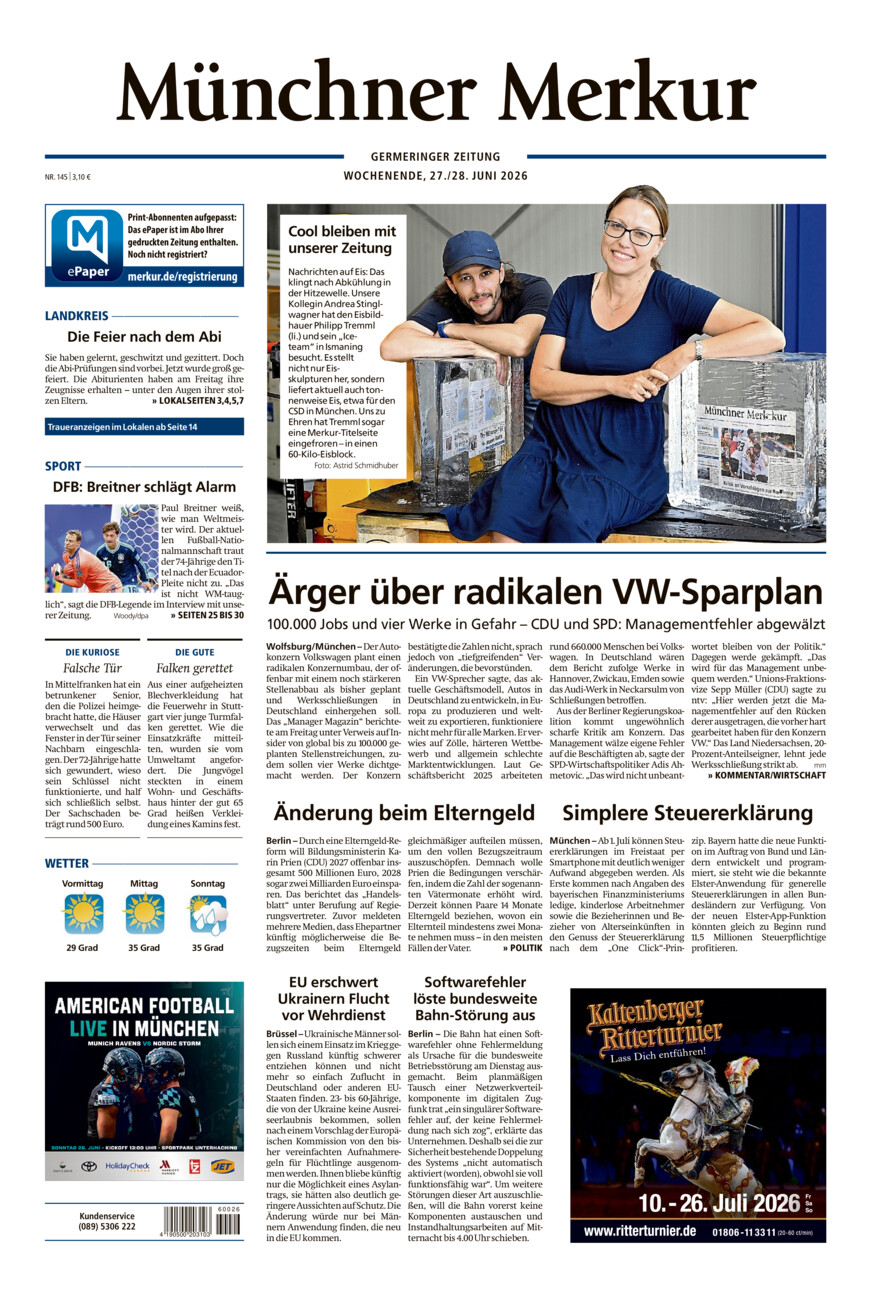 Germeringer Zeitung vom Samstag, 27.06.2026