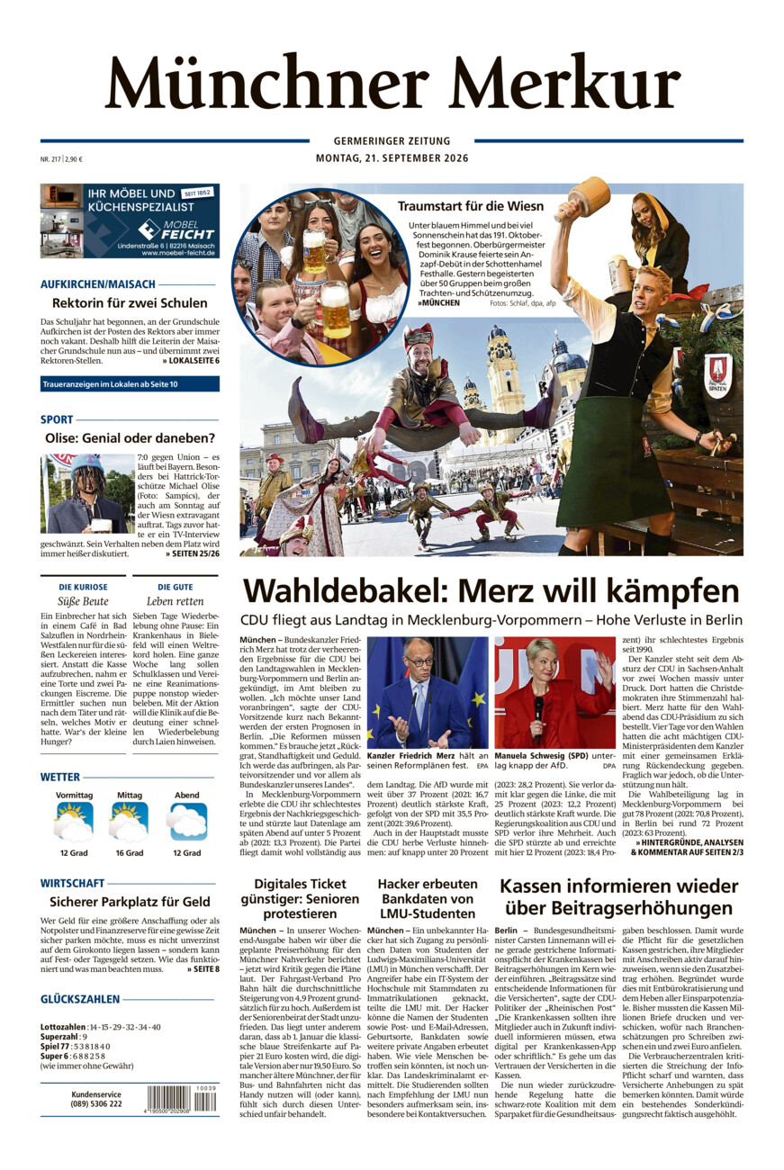Germeringer Zeitung vom Montag, 21.09.2026
