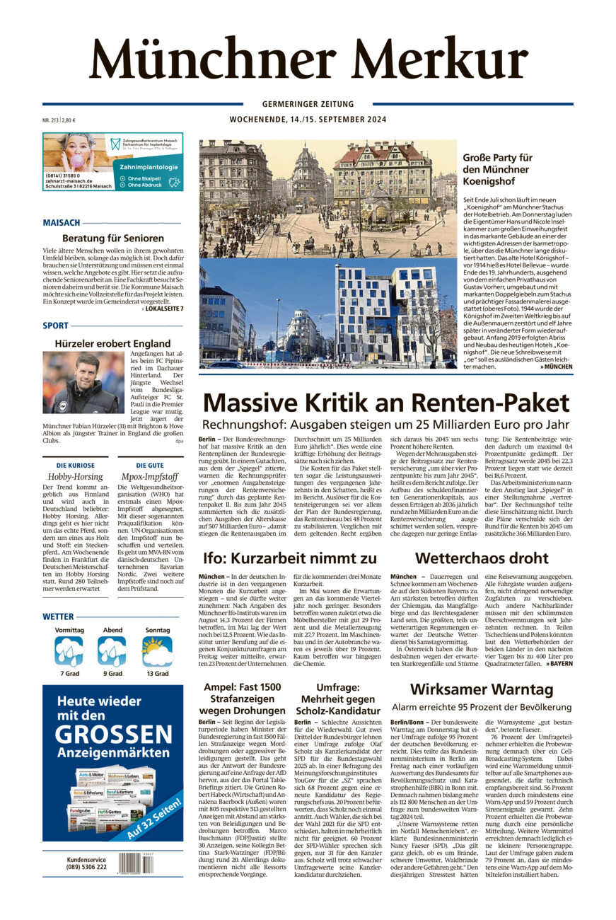 Germeringer Zeitung vom Samstag, 14.09.2024