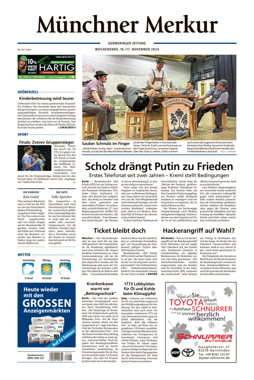 Germeringer Zeitung vom Samstag, 16.11.2024