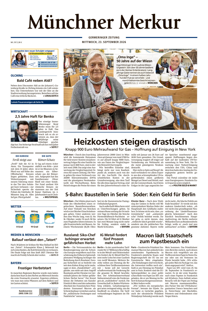Germeringer Zeitung vom Mittwoch, 23.09.2026