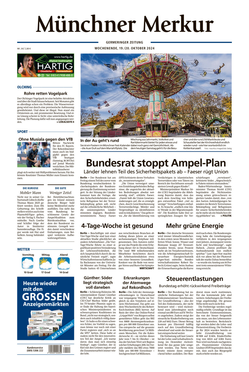 Germeringer Zeitung vom Samstag, 19.10.2024