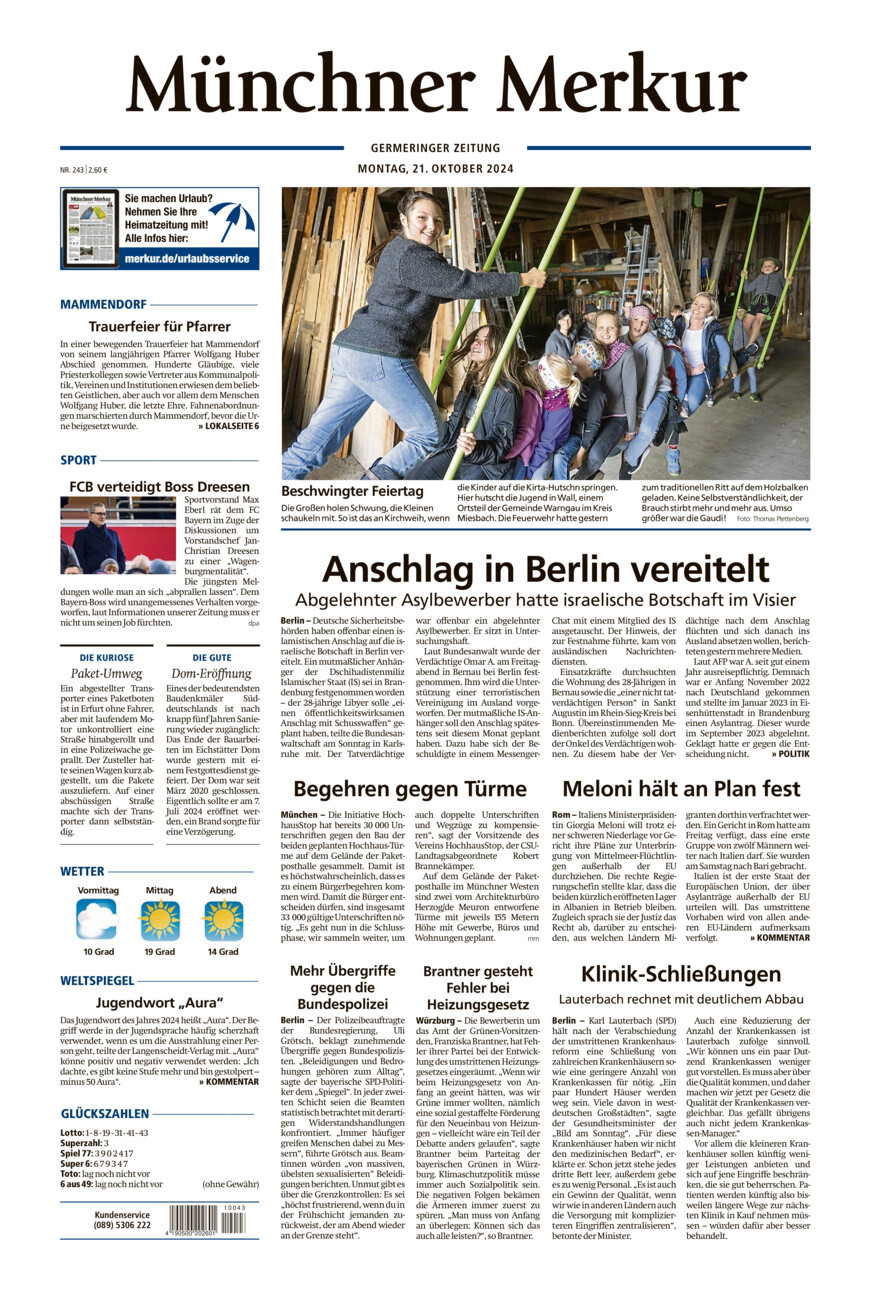 Germeringer Zeitung vom Montag, 21.10.2024