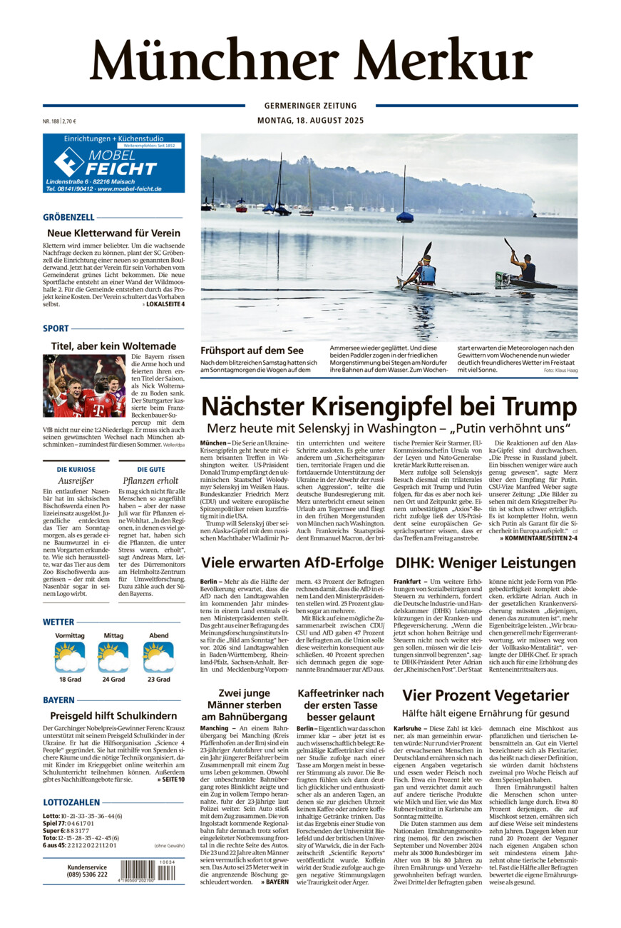 Germeringer Zeitung vom Montag, 18.08.2025
