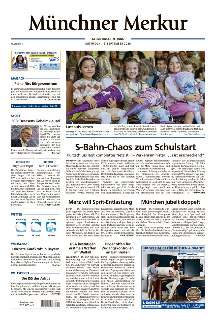 Germeringer Zeitung vom Mittwoch, 16.09.2026