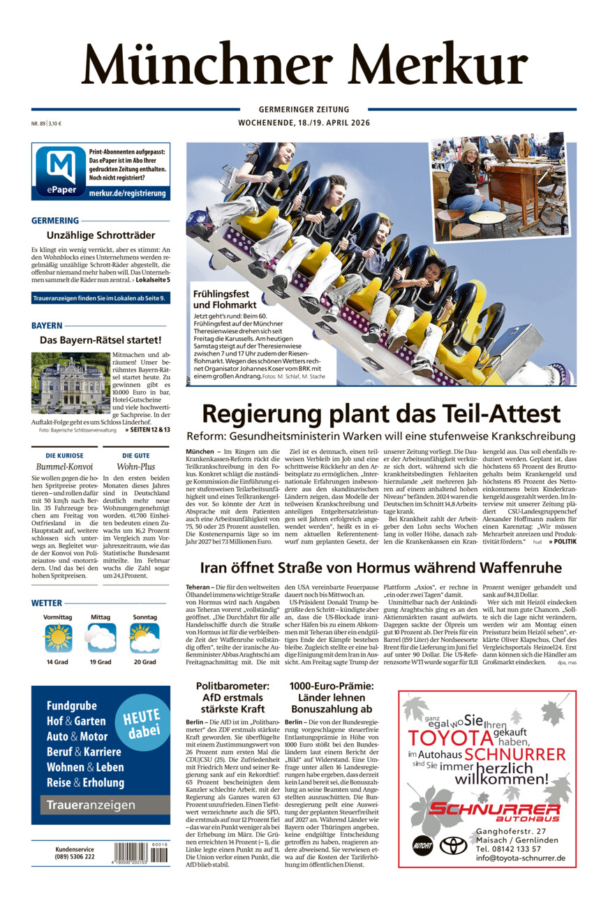 Germeringer Zeitung vom Samstag, 18.04.2026