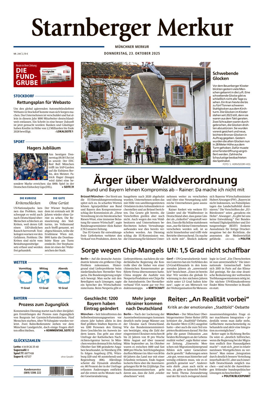 Starnberger Merkur vom Donnerstag, 23.10.2025
