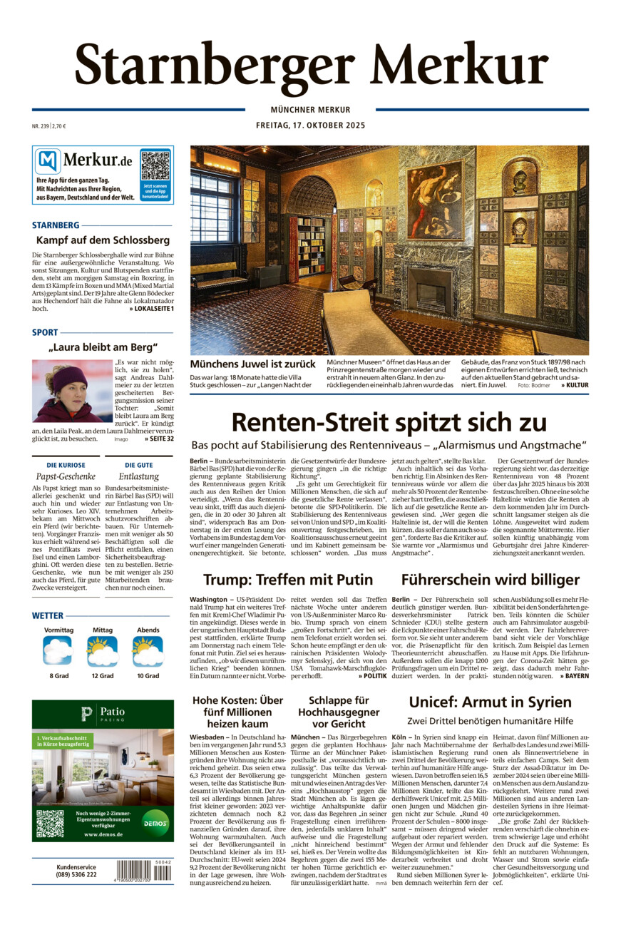 Starnberger Merkur vom Freitag, 17.10.2025