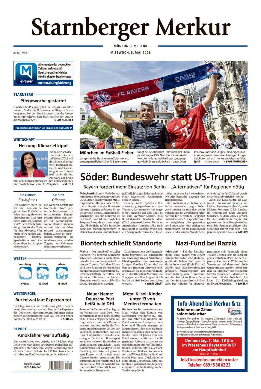 Starnberger Merkur vom Mittwoch, 06.05.2026
