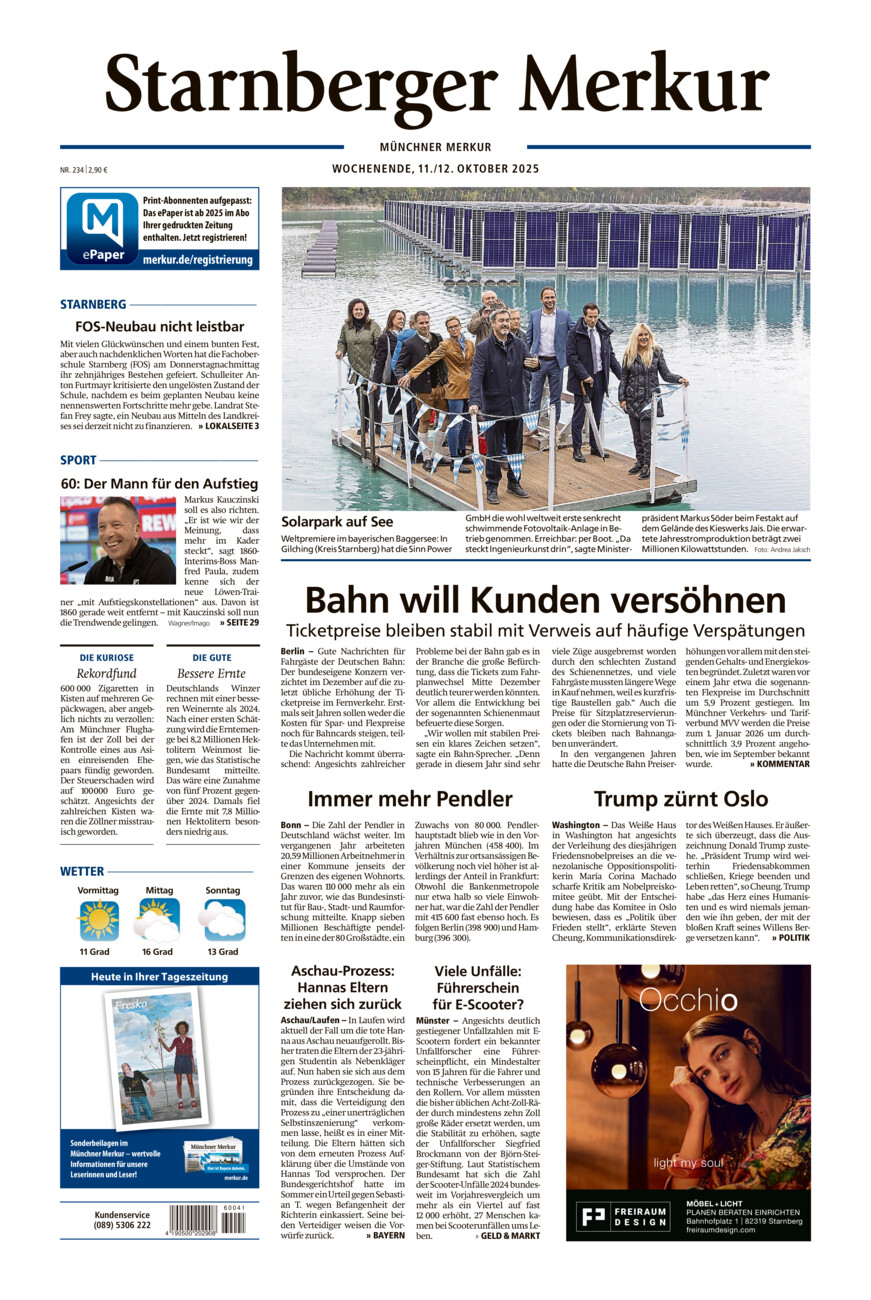Starnberger Merkur vom Samstag, 11.10.2025