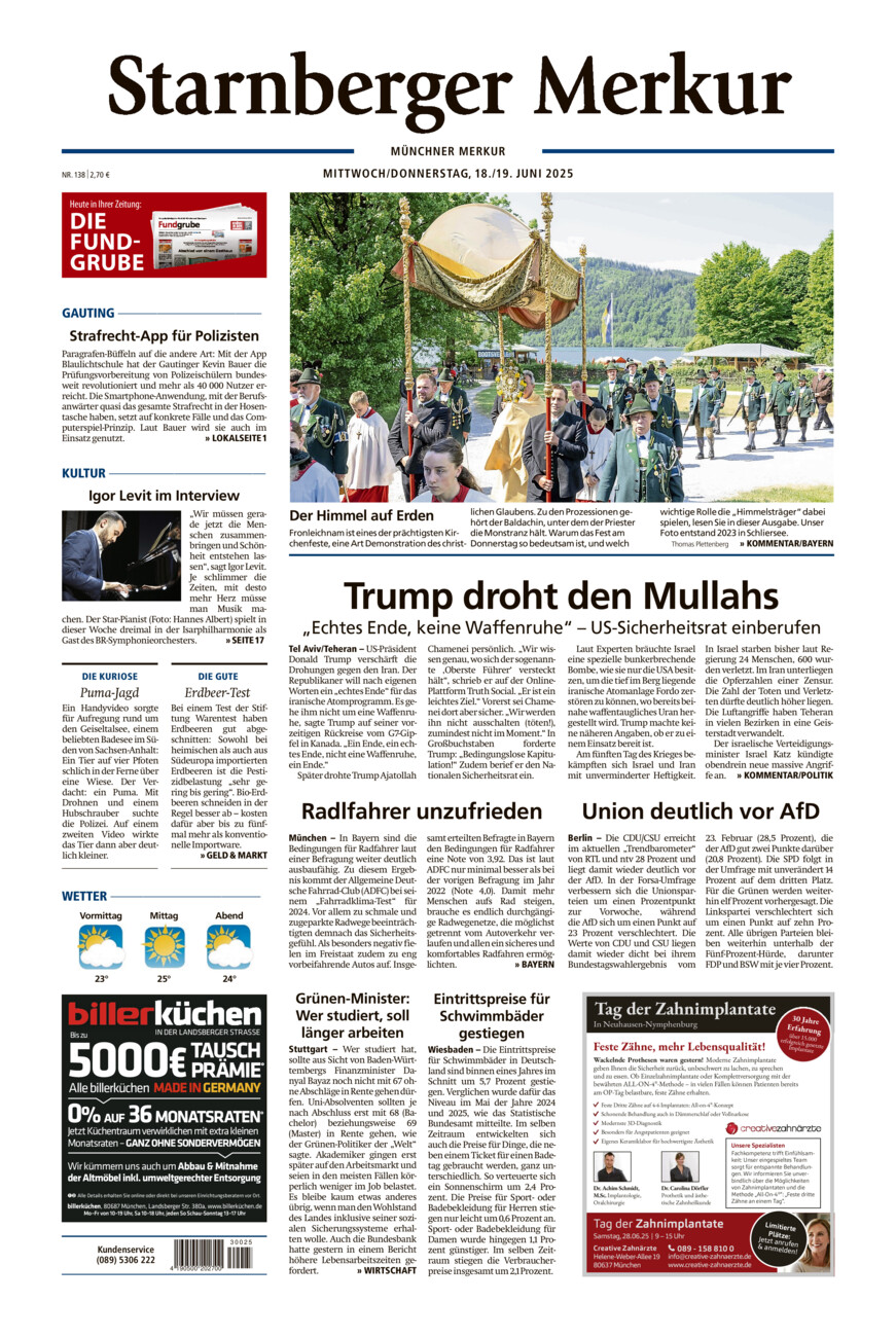 Starnberger Merkur vom Mittwoch, 18.06.2025