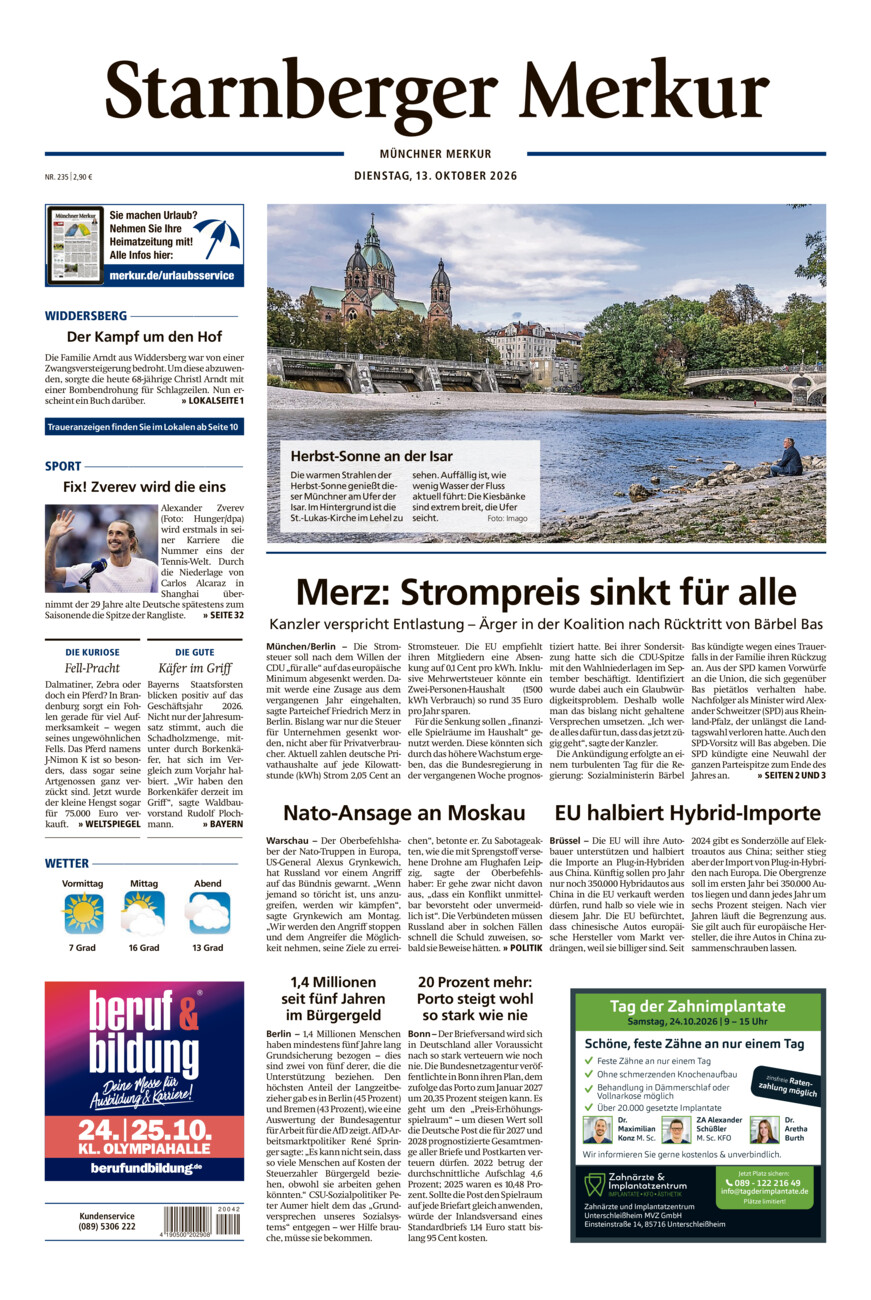 Starnberger Merkur vom Dienstag, 13.10.2026