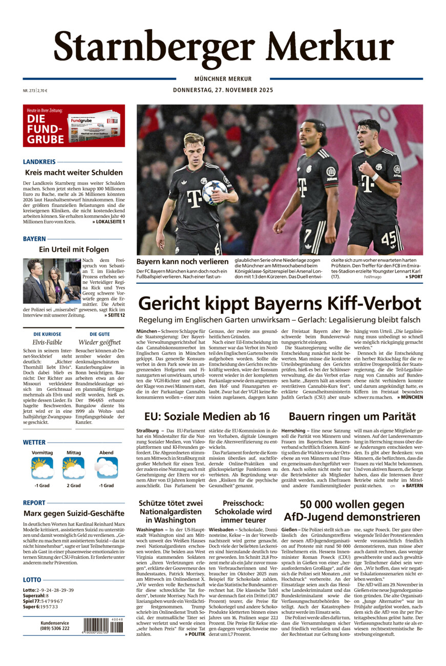 Starnberger Merkur vom Donnerstag, 27.11.2025