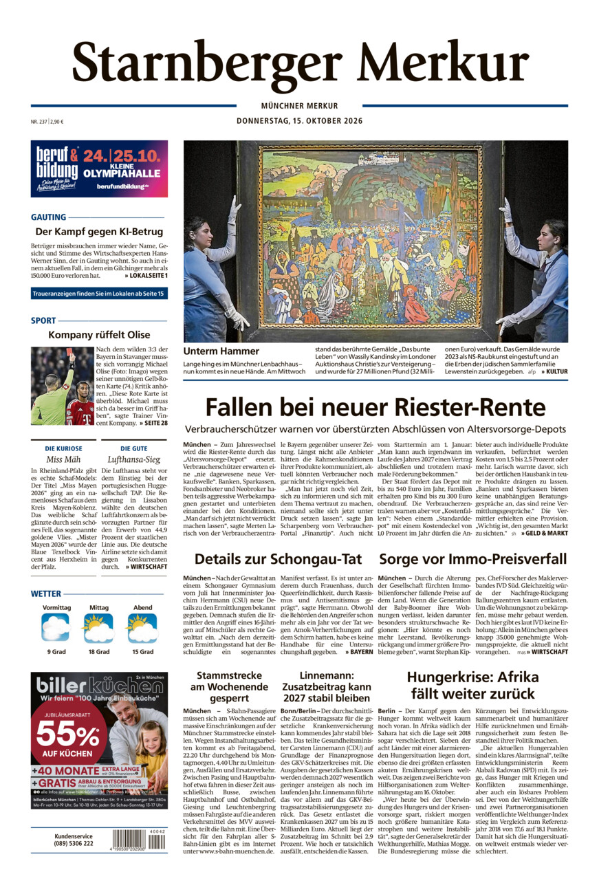 Starnberger Merkur vom Donnerstag, 15.10.2026