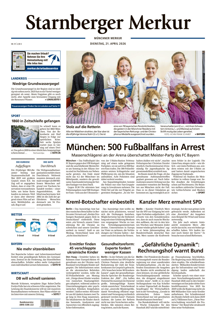 Starnberger Merkur vom Dienstag, 21.04.2026
