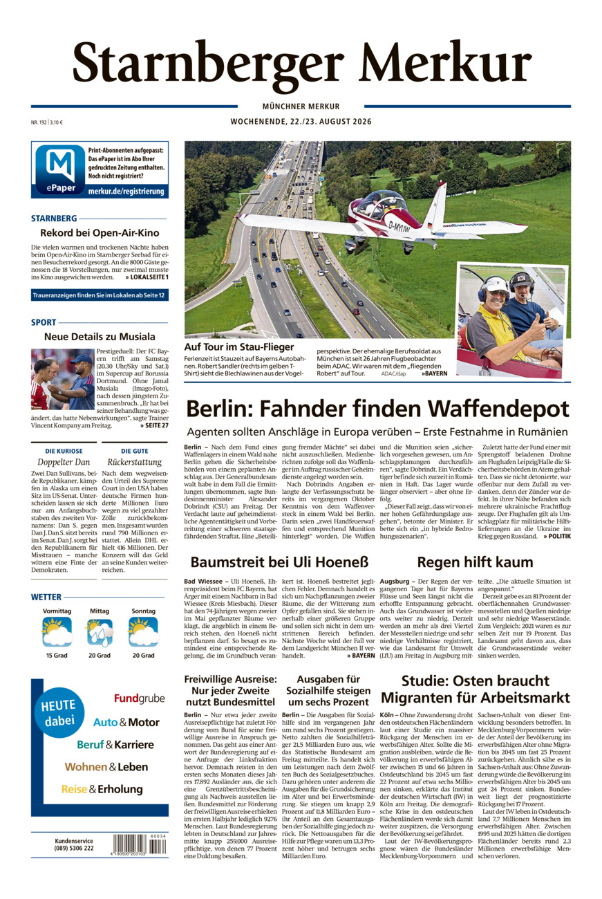 Starnberger Merkur vom Samstag, 22.08.2026