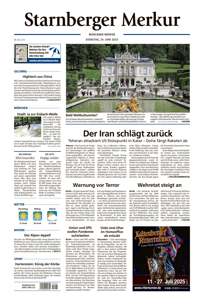 Starnberger Merkur vom Dienstag, 24.06.2025