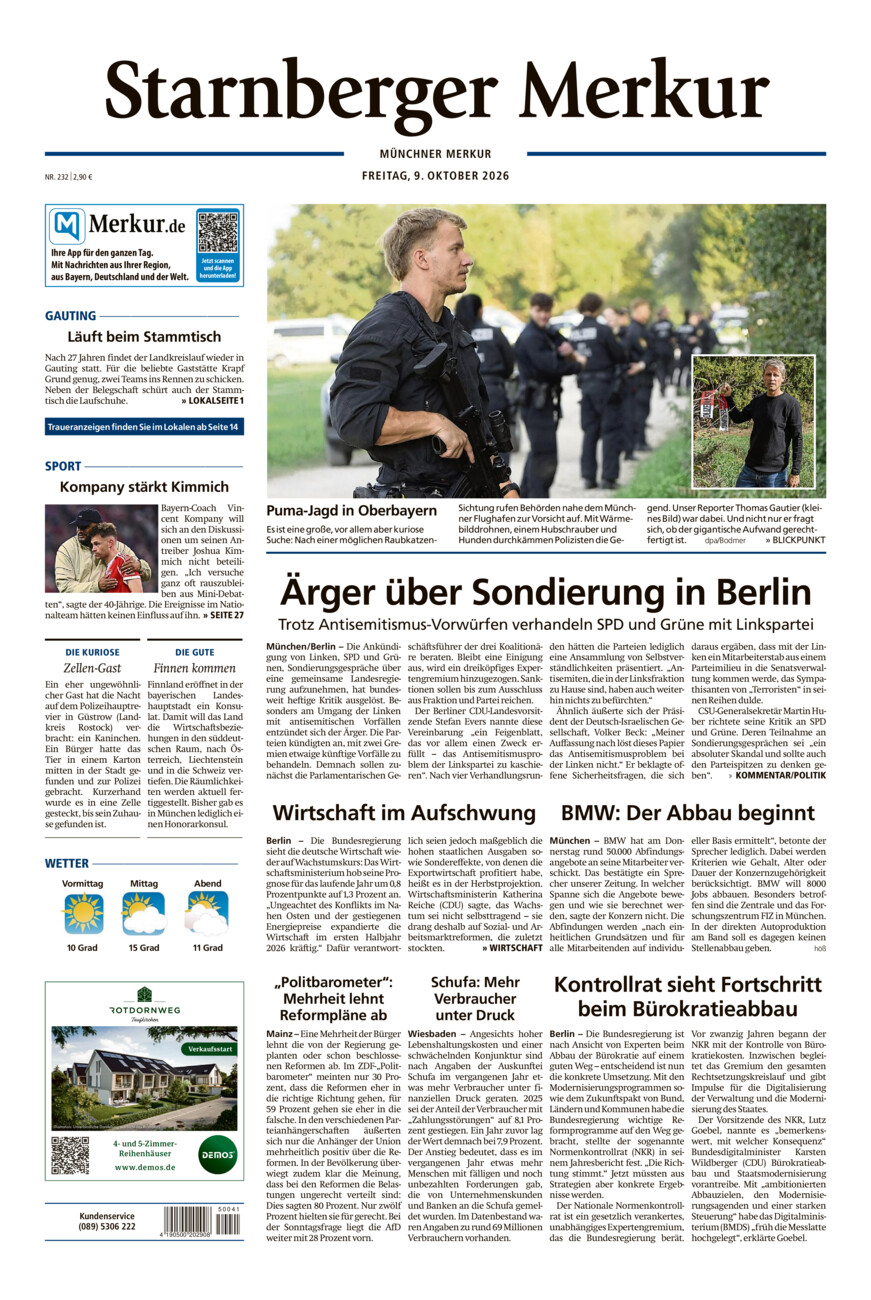 Starnberger Merkur vom Freitag, 09.10.2026