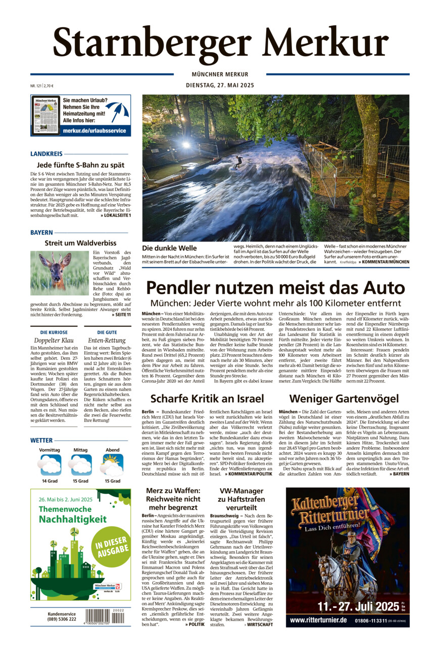 Starnberger Merkur vom Dienstag, 27.05.2025