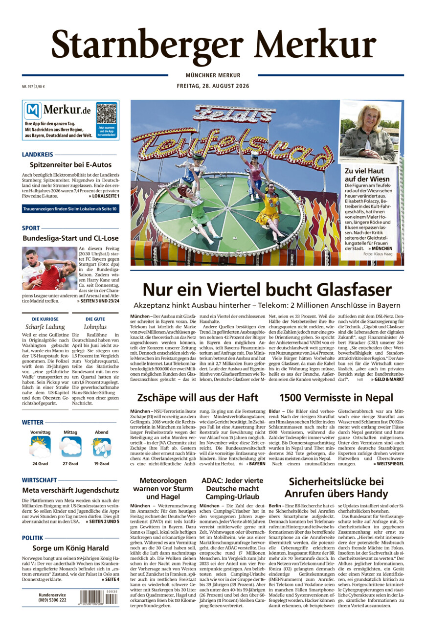 Starnberger Merkur vom Freitag, 28.08.2026