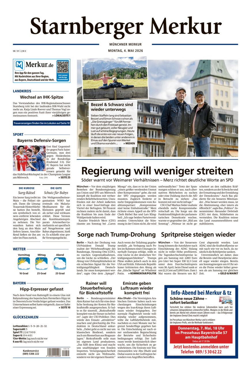 Starnberger Merkur vom Montag, 04.05.2026
