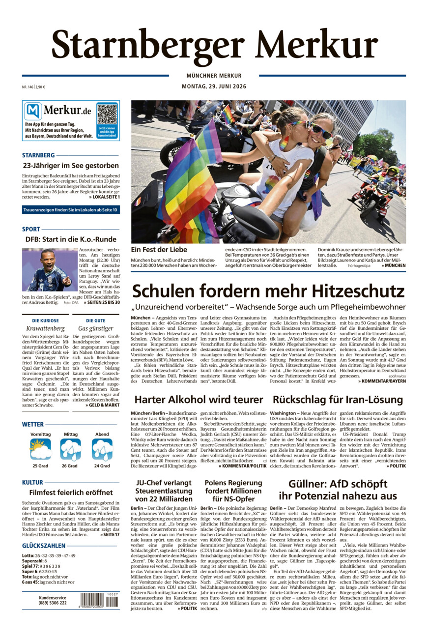 Starnberger Merkur vom Montag, 29.06.2026