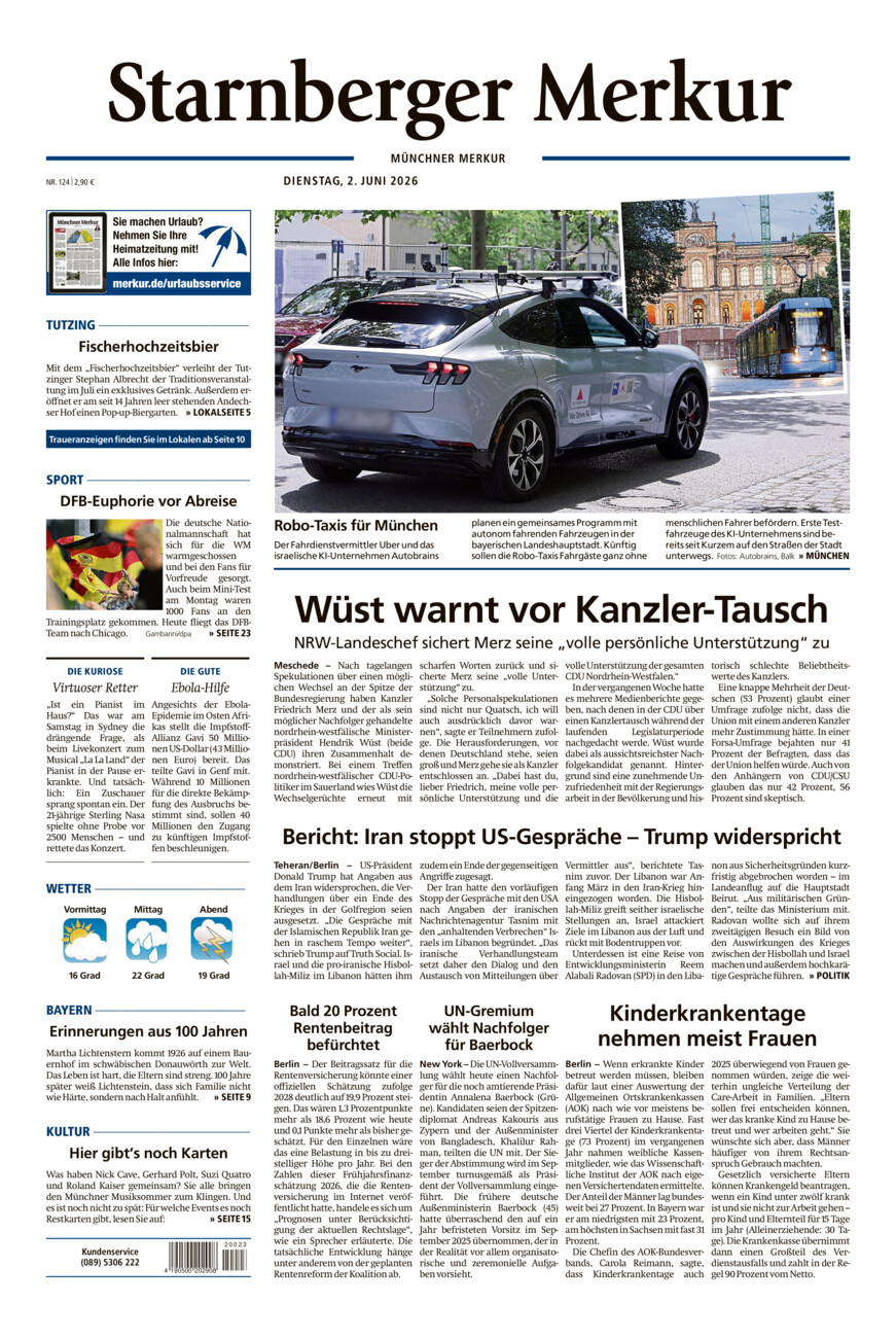 Starnberger Merkur vom Dienstag, 02.06.2026