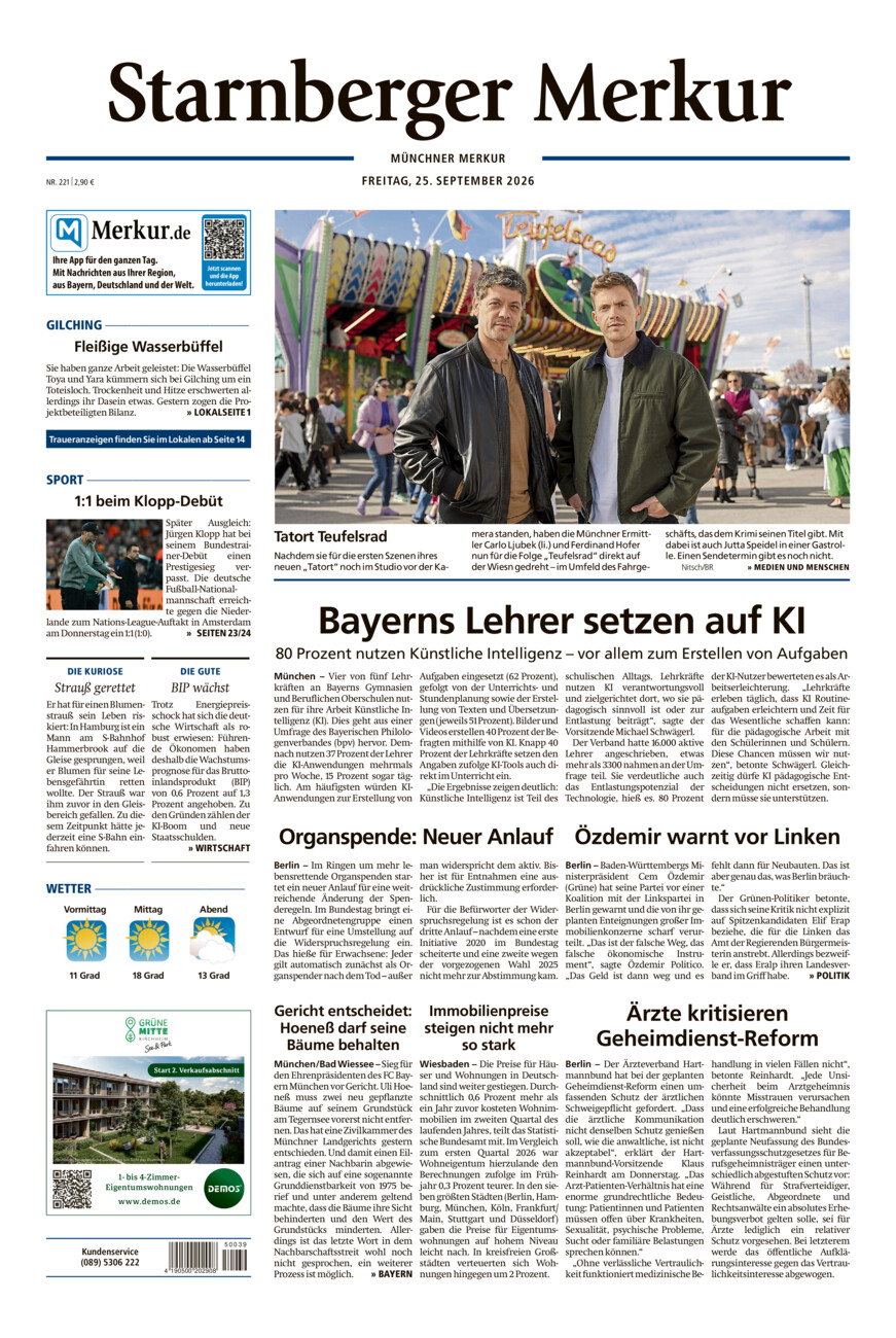 Starnberger Merkur vom Freitag, 25.09.2026