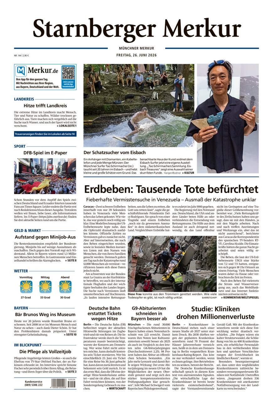 Starnberger Merkur vom Freitag, 26.06.2026
