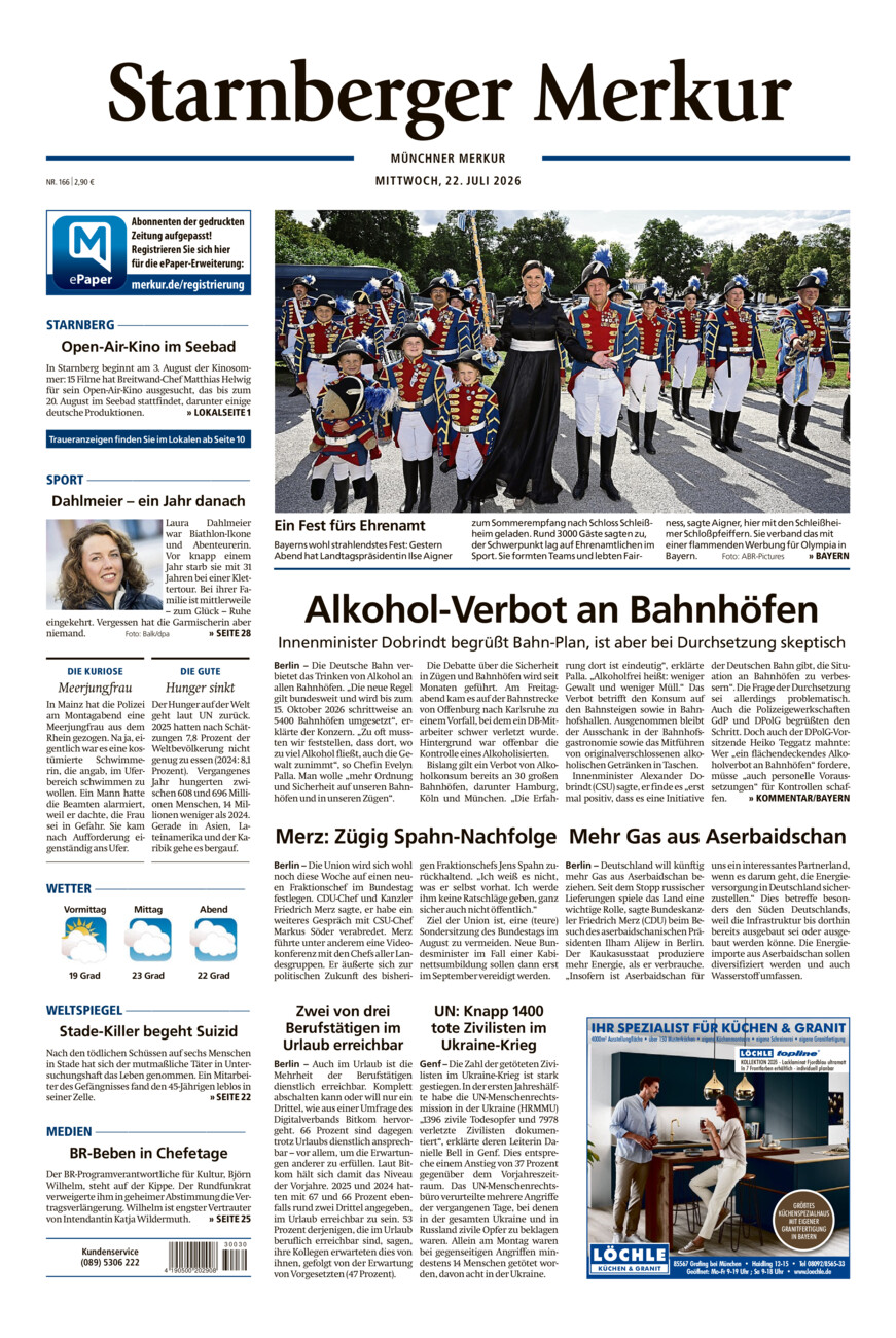 Starnberger Merkur vom Mittwoch, 22.07.2026