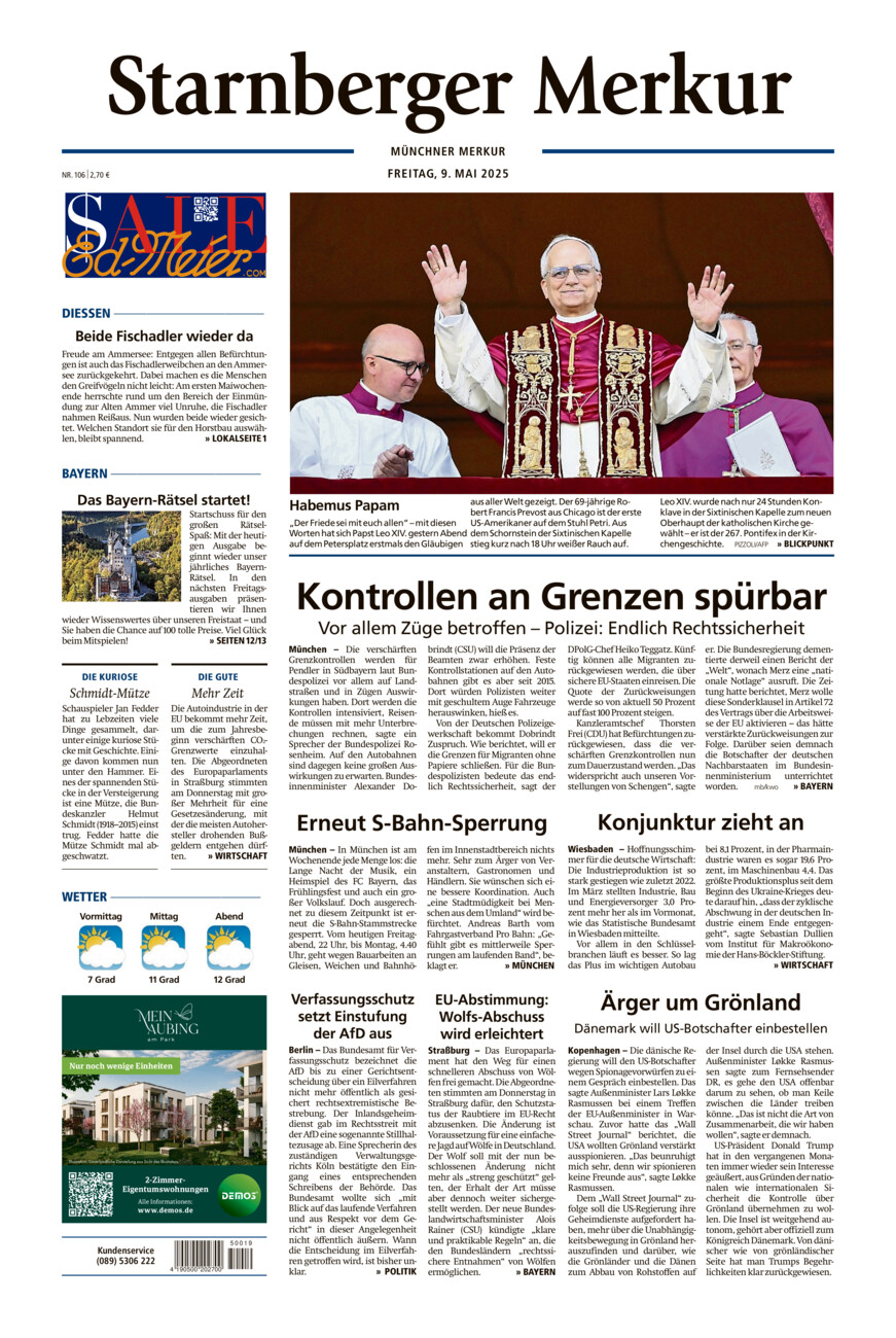 Starnberger Merkur vom Freitag, 09.05.2025