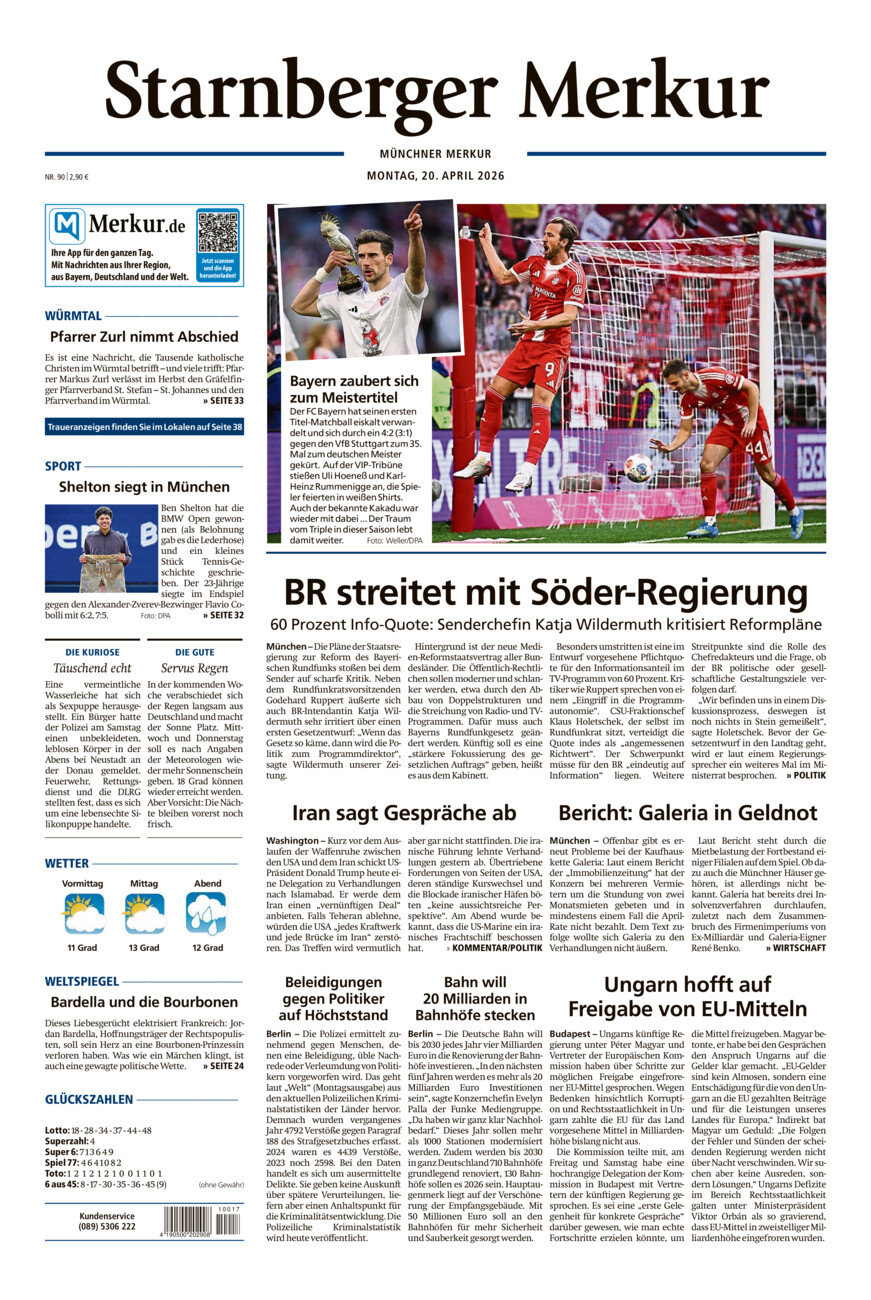Starnberger Merkur vom Montag, 20.04.2026