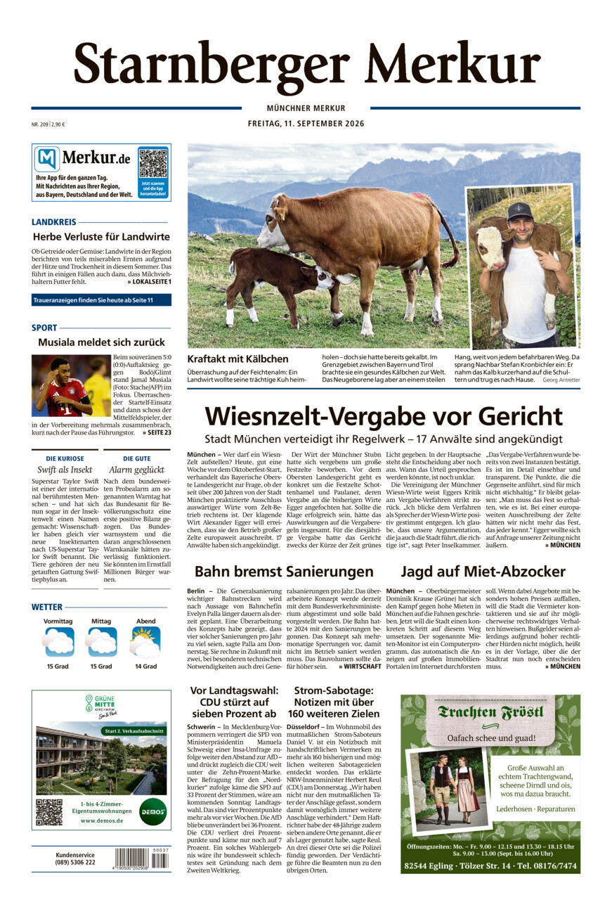 Starnberger Merkur vom Freitag, 11.09.2026