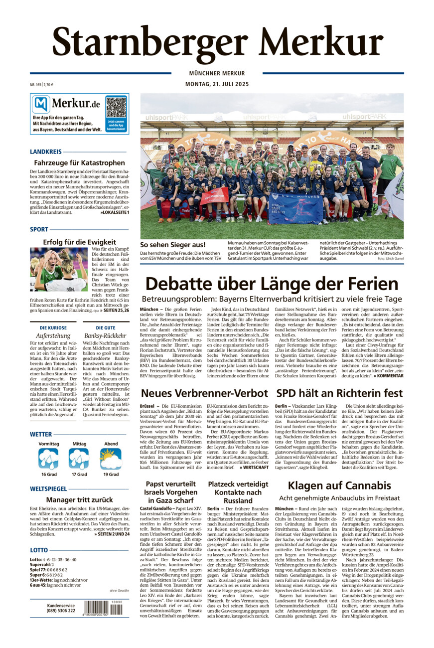 Starnberger Merkur vom Montag, 21.07.2025