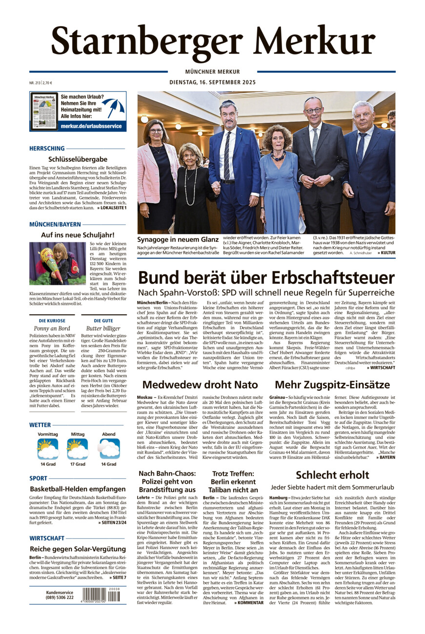 Starnberger Merkur vom Dienstag, 16.09.2025