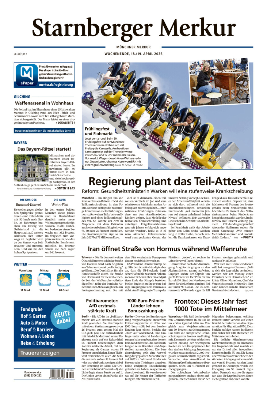Starnberger Merkur vom Samstag, 18.04.2026