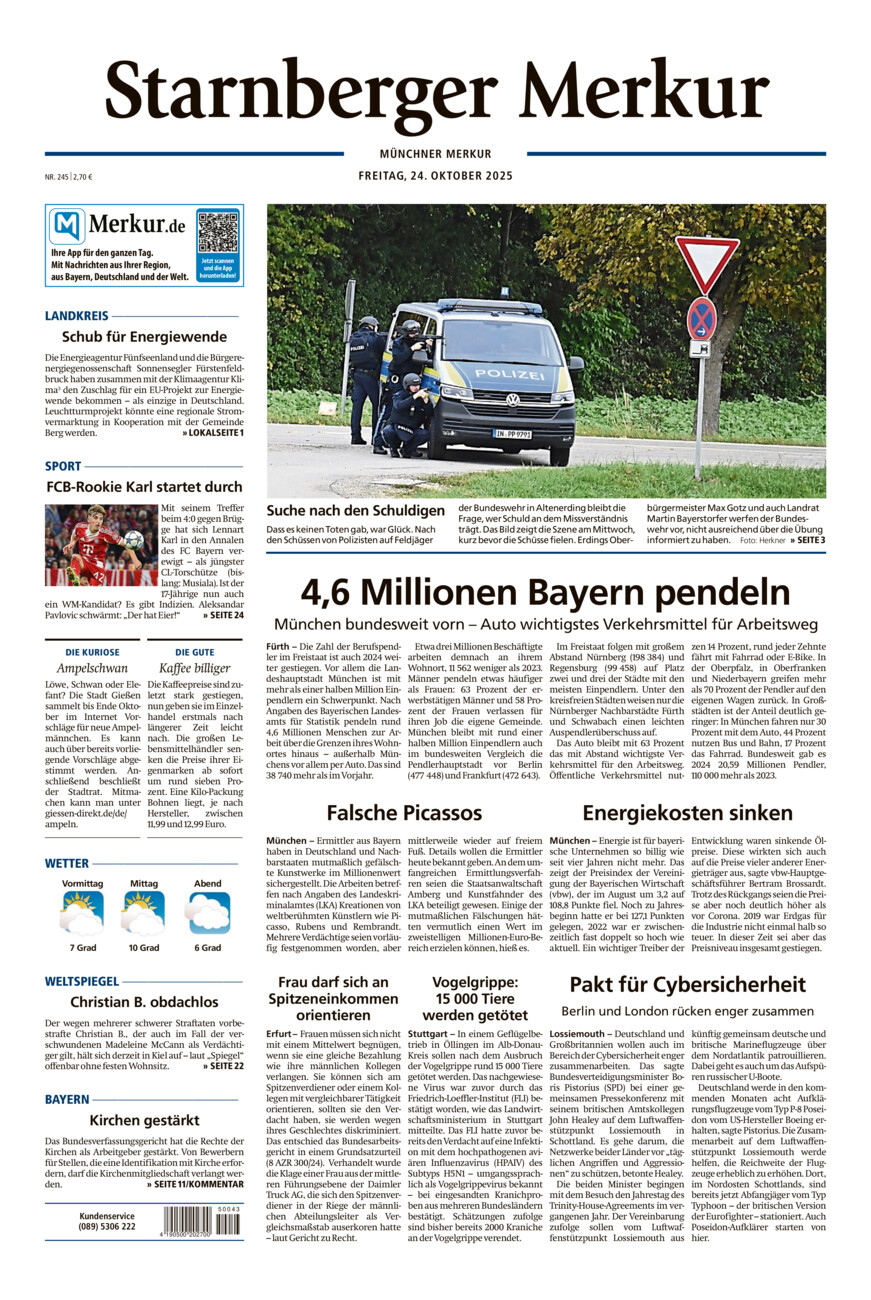 Starnberger Merkur vom Freitag, 24.10.2025