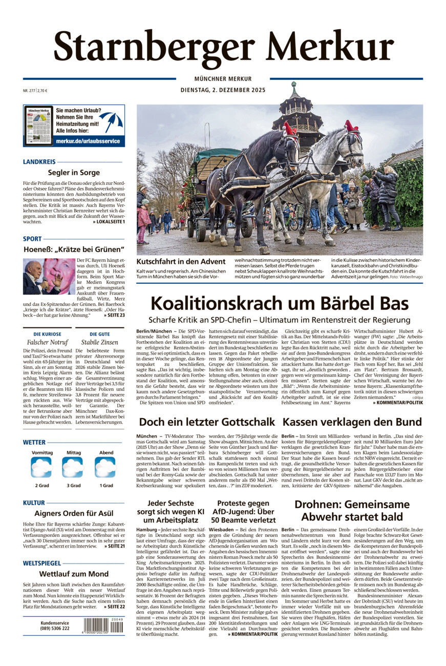Starnberger Merkur vom Dienstag, 02.12.2025